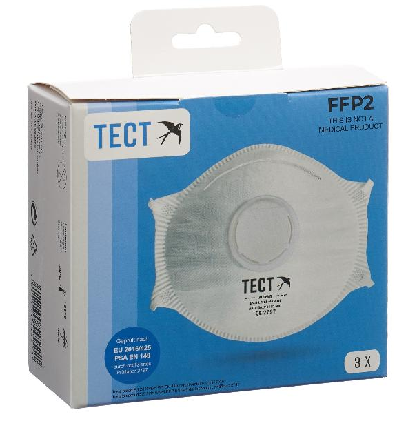 Image of TECT FFP2 Atemschutzmaske mit Ventil (3er Pack)
