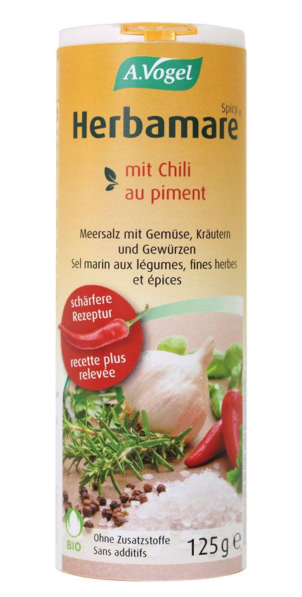 Image of A. Vogel Herbamare Spicy Meersalz mit Chili Tischstreuer (125g)