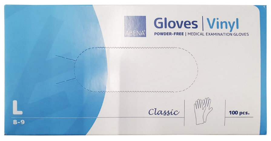 Image of ABENA Vinyl Handschuhe Grösse L, puderfrei, transparent (100 Stk)