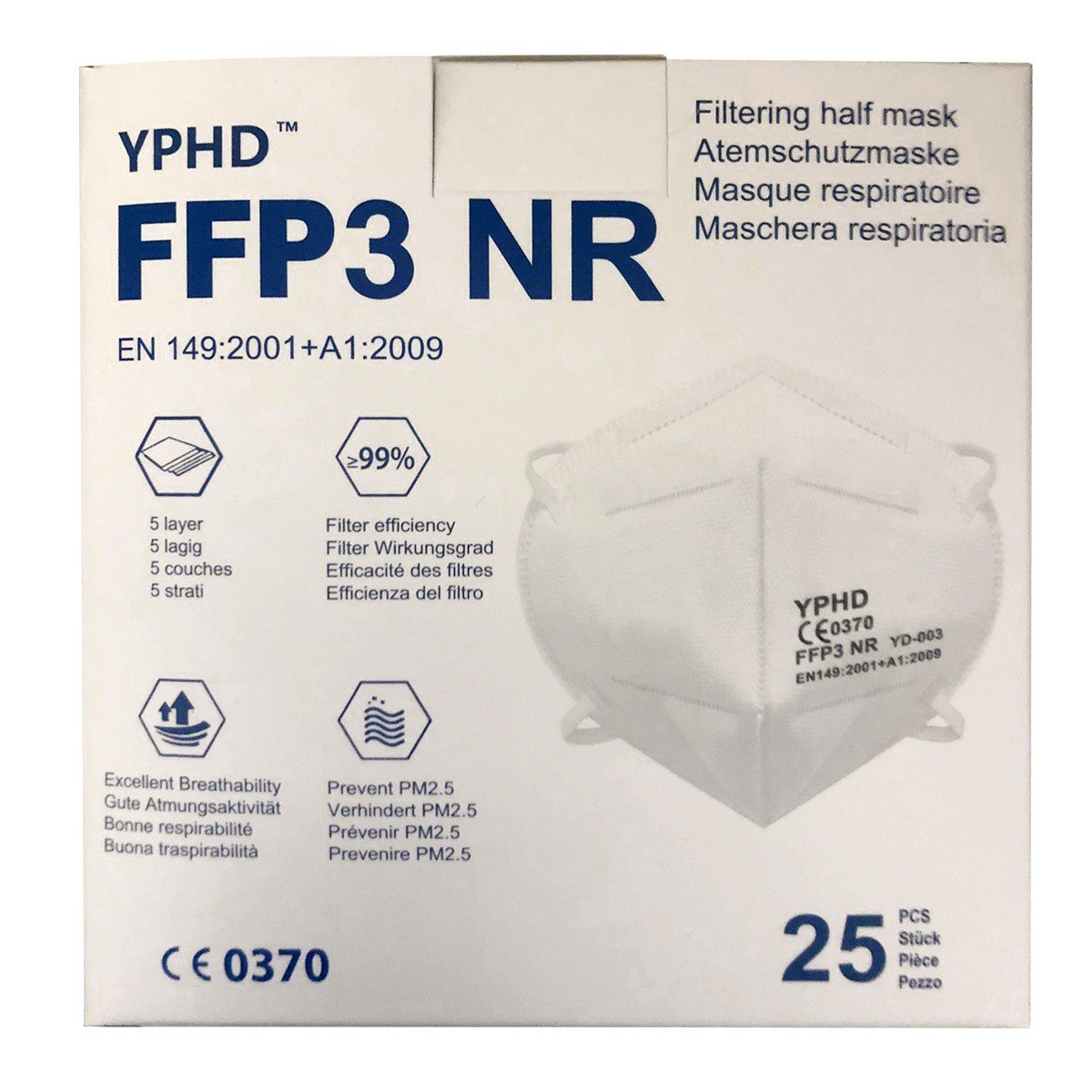 Image of YPHD Atemschutzmaske FFP3 (25 Stk)