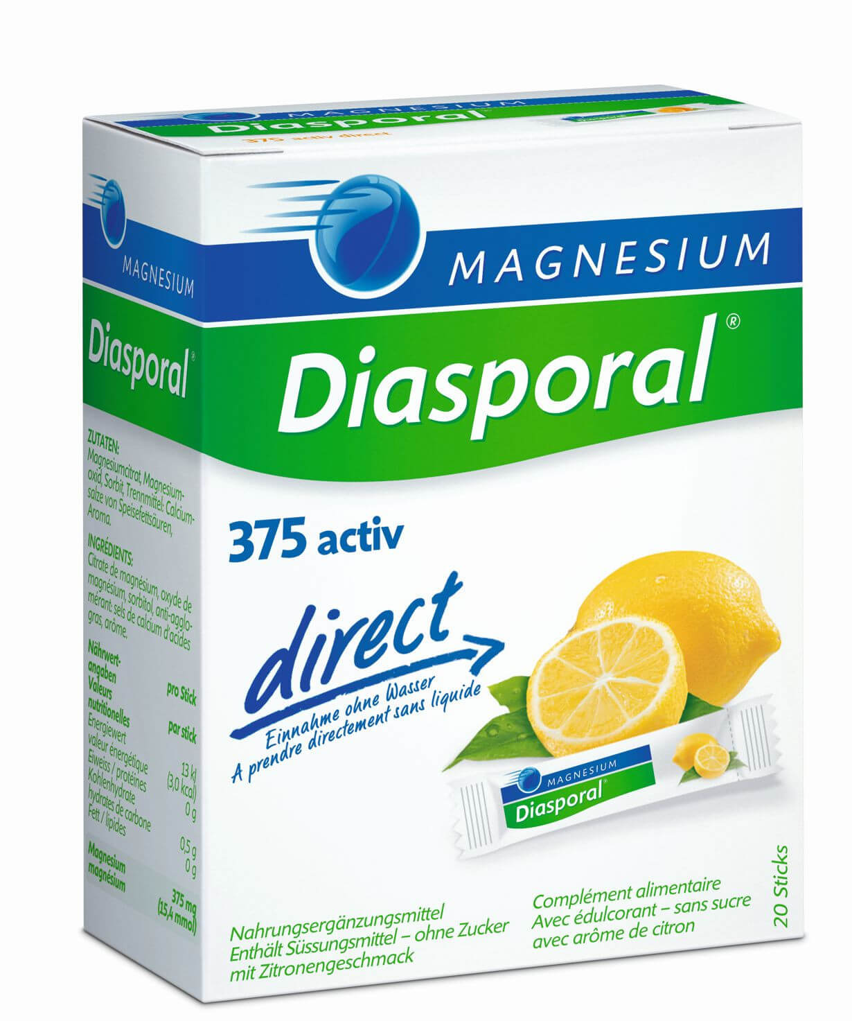 Image of Diasporal Magnesium Activ direct Zitrone (20 Stk)