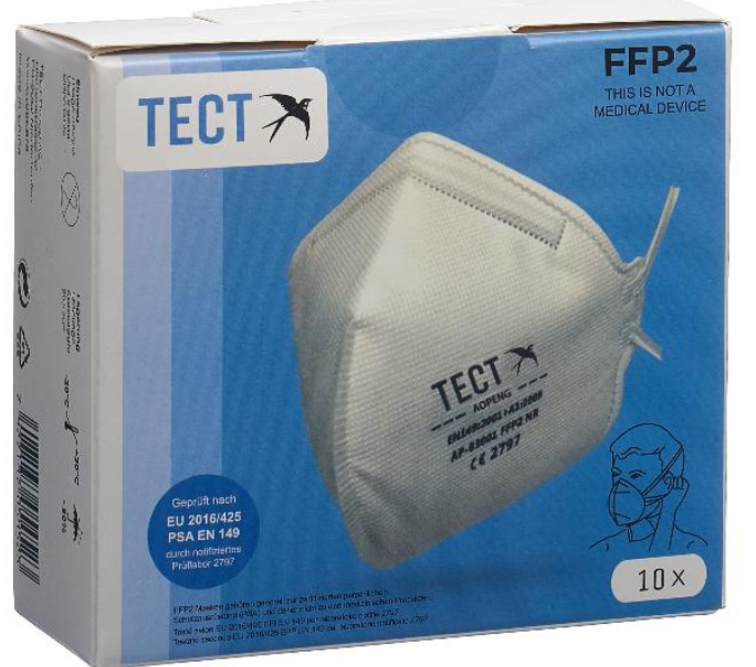 Image of TECT FFP2 Atemschutzmaske faltbar ohne Ventil (10 Stk)