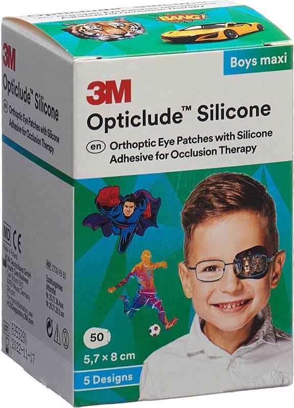 Image of 3M Opticlude Silikon Augenverband 5.7x8cm Maxi Boys (50 Stk)