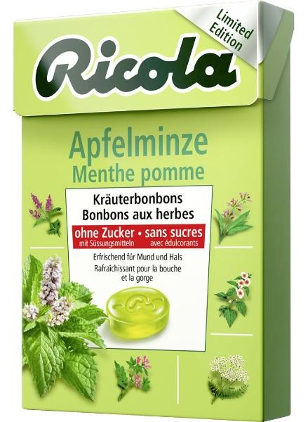 Image of Ricola Apfelminze Bonbons ohne Zucker, mit Stevia (50g)