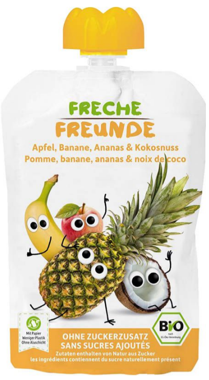 Image of FRECHE FREUNDE Quetschmus Apfel, Banane, Ananas, Kokos (100g)