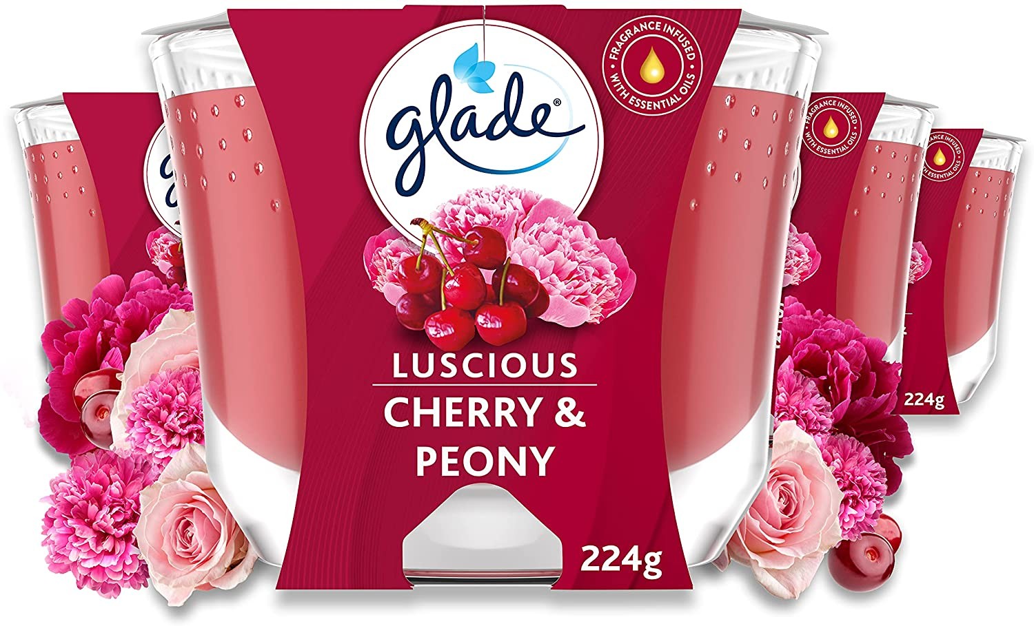 Image of Glade Langanhaltende Duftkerze Cherry & Peony (224g)