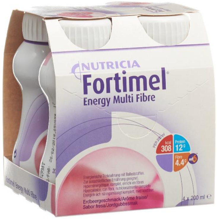 Image of Fortimel Energy Multi Fibre Erdbeere (4x200ml)
