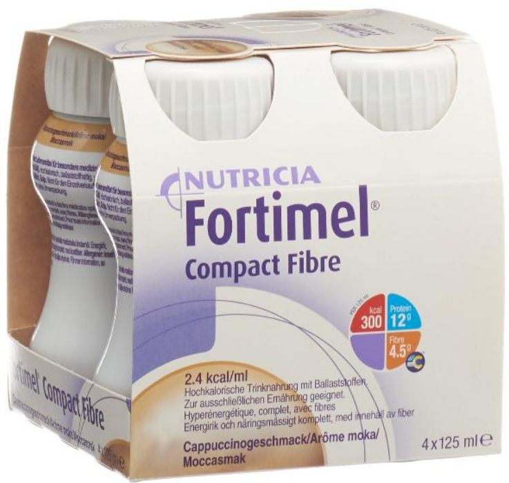 Image of Fortimel Compact Fibre Cappuccino (4x125ml)