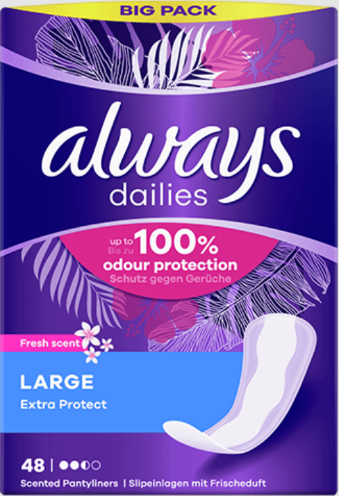 Image of Always Dailies Extra Protect Large Fresh Slipeinlagen (48 Stk)