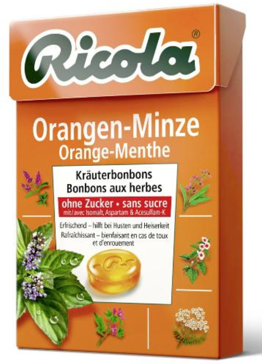 Image of Ricola Orangen-Minze Bonbons ohne Zucker (50g)