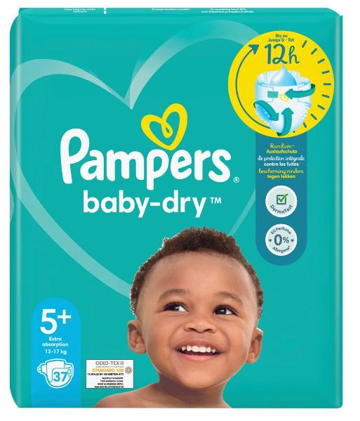 Image of Pampers Baby Dry Gr.5+ 12-17kg Junior Plus Sparpacket (37 Stk)