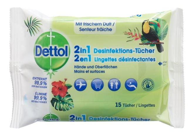 Image of Dettol 2in1 Desinfektions-Tücher (15 Stk)