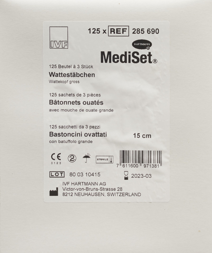 Image of IVF Wattestäb Holz gross steril (15cm)
