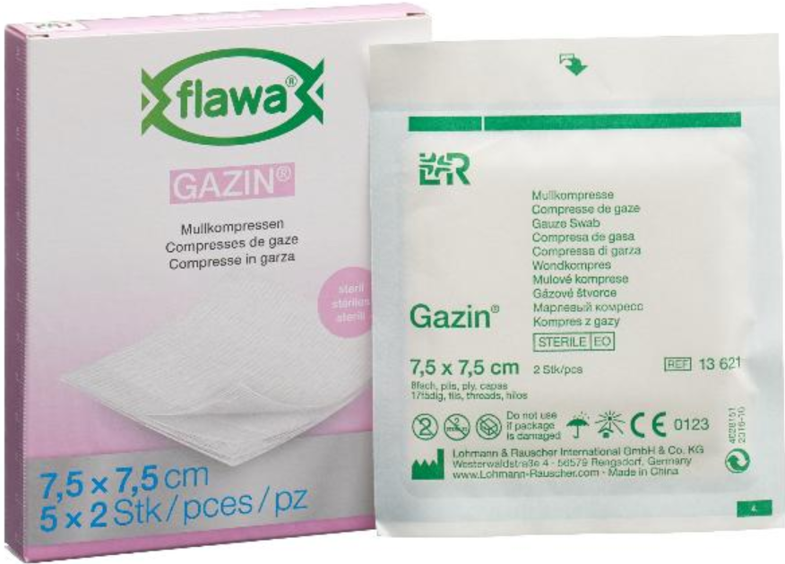 Image of FLAWA Gazin Mullkompressen Sterill 7,5x7,5cm (5x2 Stk)