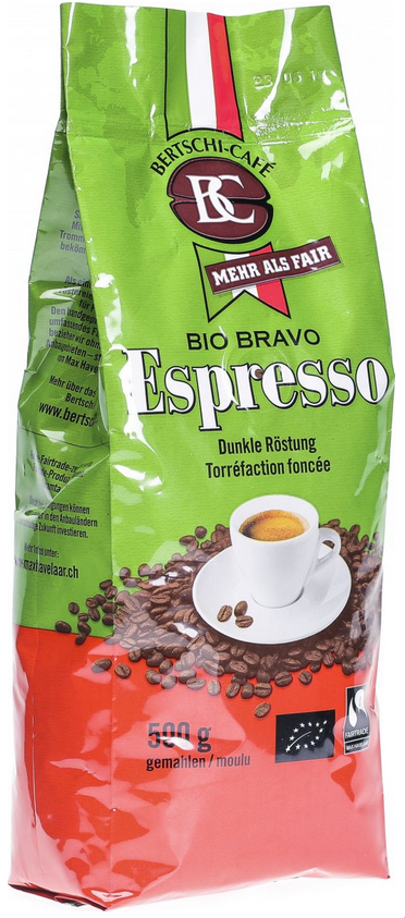 Image of MORGA BC BERTSCHI CAFE Bio Bravo Espresso Bohnen Gemahlen Dunkel (500g)