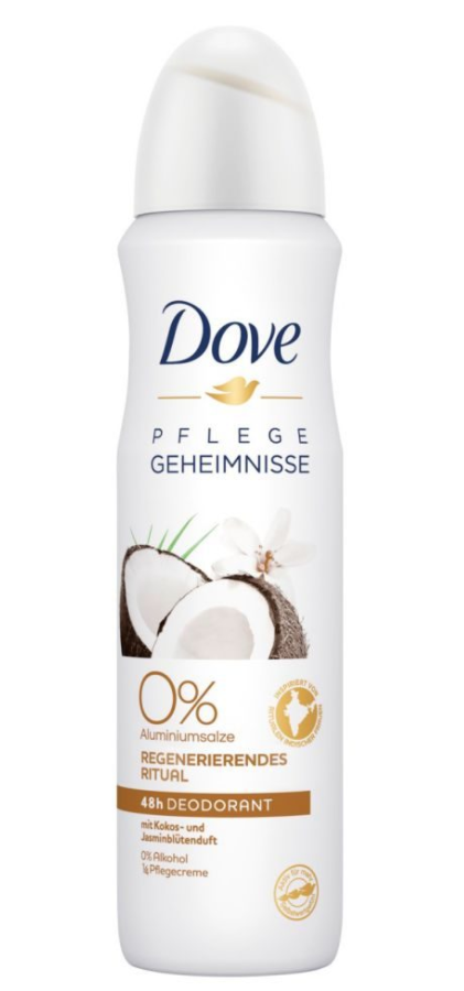 Image of Dove Pflegegeheimnisse 0% Deo-Spray Kokos- und Jasminblütenduft (150ml)