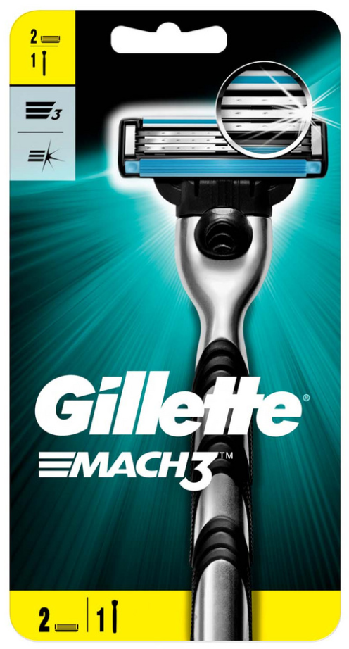 Image of Gillette Mach3 Rasierapparat mit 2 Klingen (1 Stk)