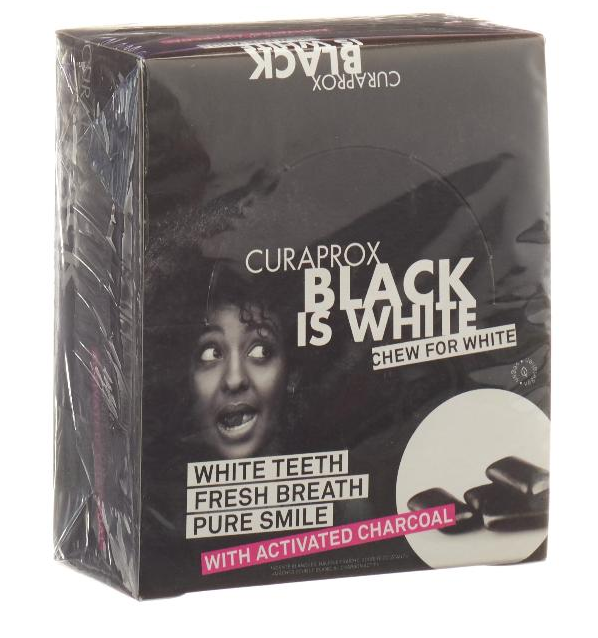 Image of Curaprox Black is White Kaugummi Blister Display (12x12 Stk)