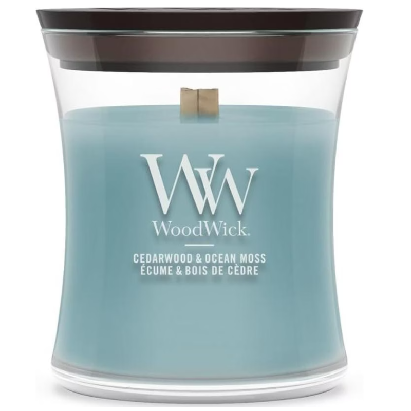 WoodWick Cedarwood & Ocean Moss Scented Candle (85g) – Kanela AG