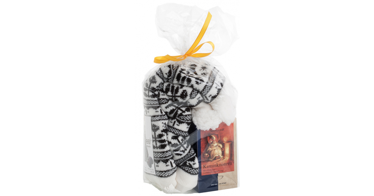 Aromalife gift set fireplace crackles with socks