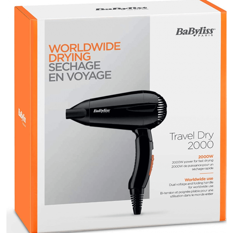 BaByliss Travel Dry Foldable Hairdryer (2000 watts)