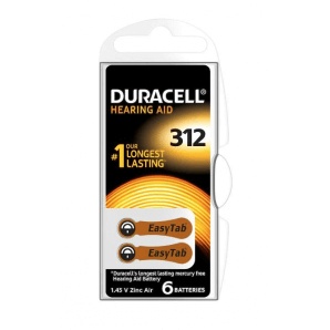 DURACELL Hörgerätebatterien 312 / 1,45 V / Zink Air (6 Stk)