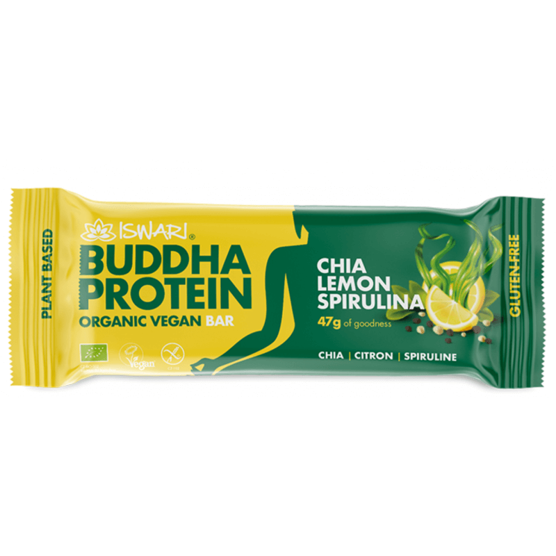 ISWARI Buddha Energy Barre Biologique de Chia Citron et Spiruline (47g)