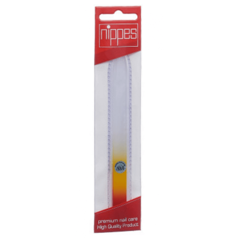 Nippes Glass Nail File In A Case 14cm Assorted Yellow Violet Blue