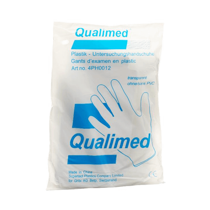 Qualimed examination gloves plastic S powdered (100 pieces)