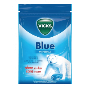 VICKS Blue MENTHOL Bonbons ohne Zucker Beutel (72g)