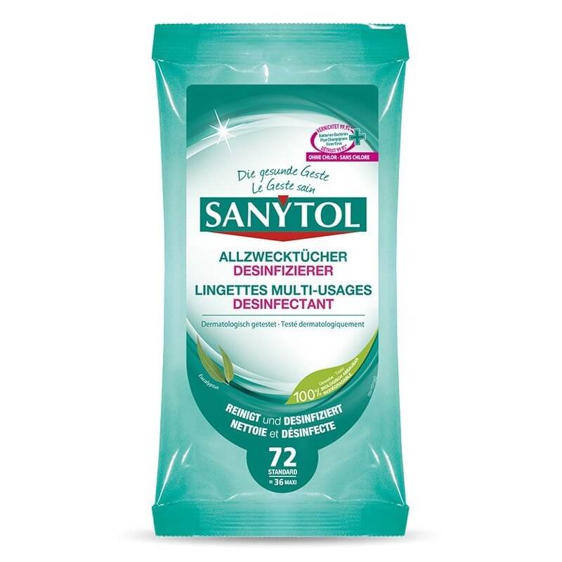SANYTOL Multi-Purpose Disinfectant Wipes (72 pcs)