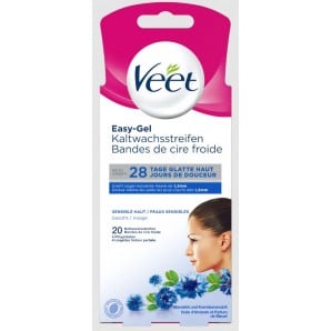 Veet face cold wax strips for sensitive skin (10x2 pieces)