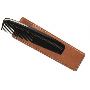 Herba pocket comb with case hand-sawn hard rubber black
