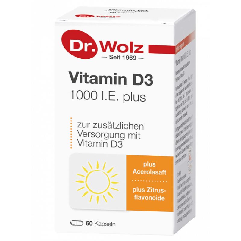 Dr. Wolz Vitamin D3 1000 UI plus Capsules (60 pièces)
