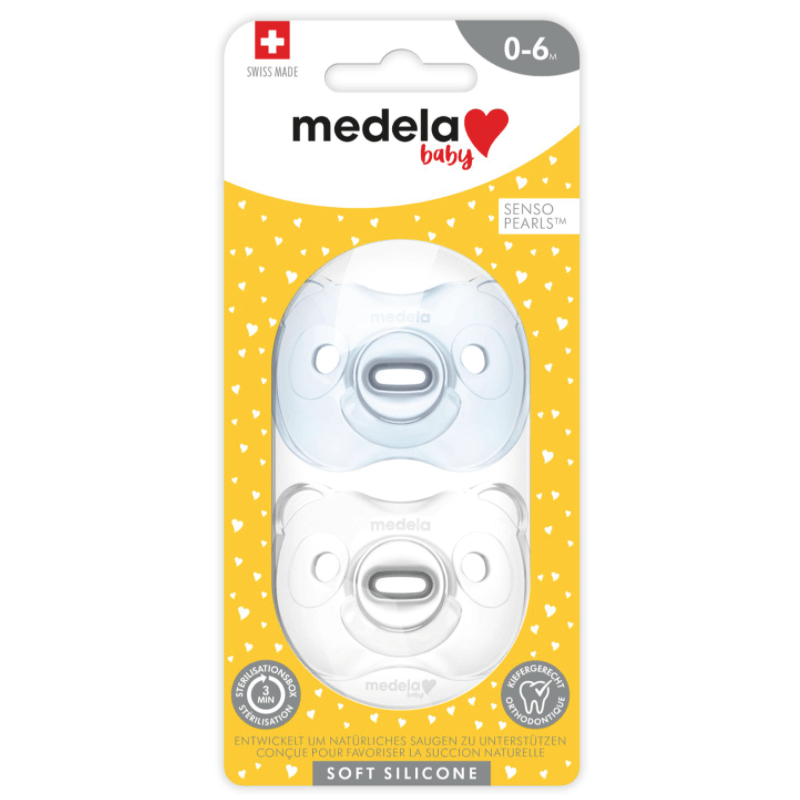 Medela Baby Sucette Soft Silicone Boy Transparent 0-6 Mois (2 pièces)