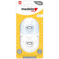 Medela Baby Sucette Soft Silicone Boy Transparent 0-6 Mois (2 pièces)