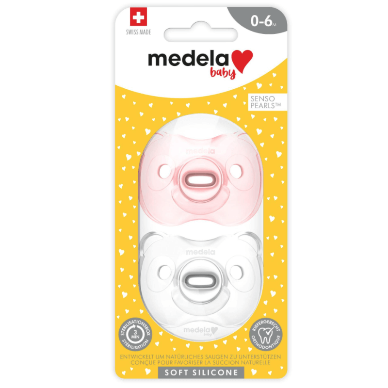 Medela Baby Sucette Soft Silicone Girl Transparent 0-6 Mois (2 pièces)