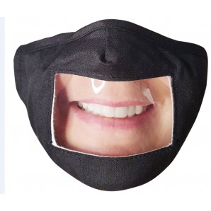 Vasano Stoffmaske schwarz mit sichtbarem Mund (1 Stk)