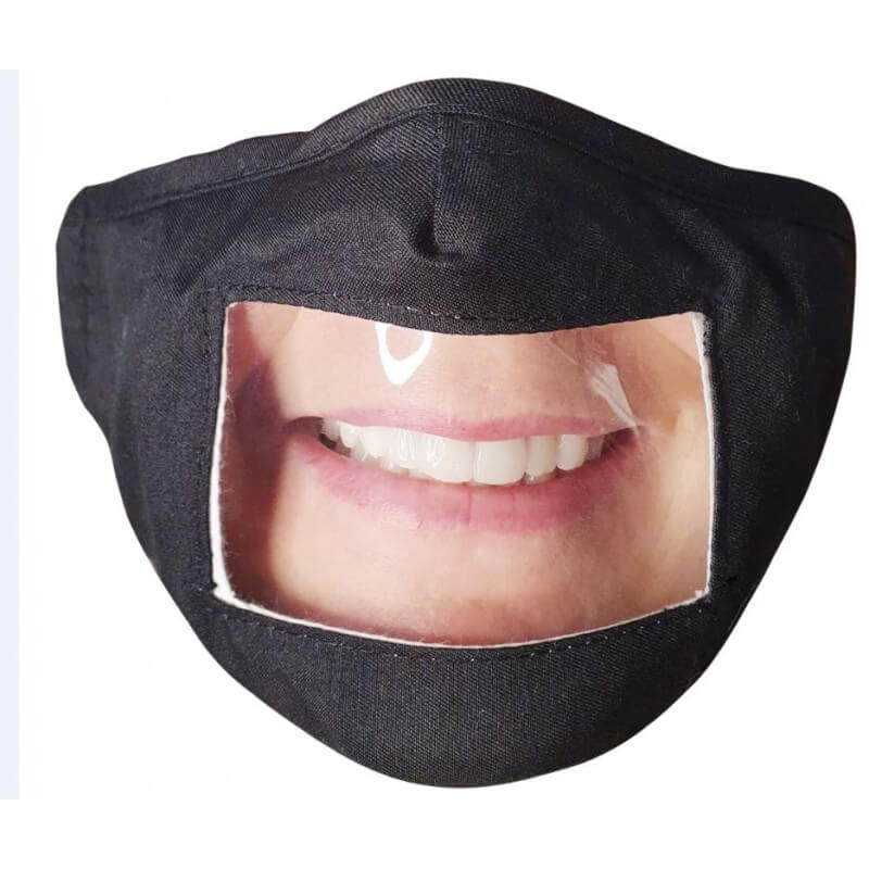 Vasano fabric mask black with visible mouth (1 pc)
