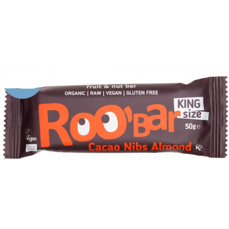 RooBar Raw Food Bar Cacao Nibs Almond (50g)