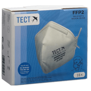TECT FFP2 Masque Respiratoire Pliable Sans Valve (10 pièces)