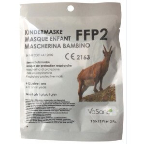 Vasano FFP2 Atemschutzmaske grau für Kinder (2 Stk)