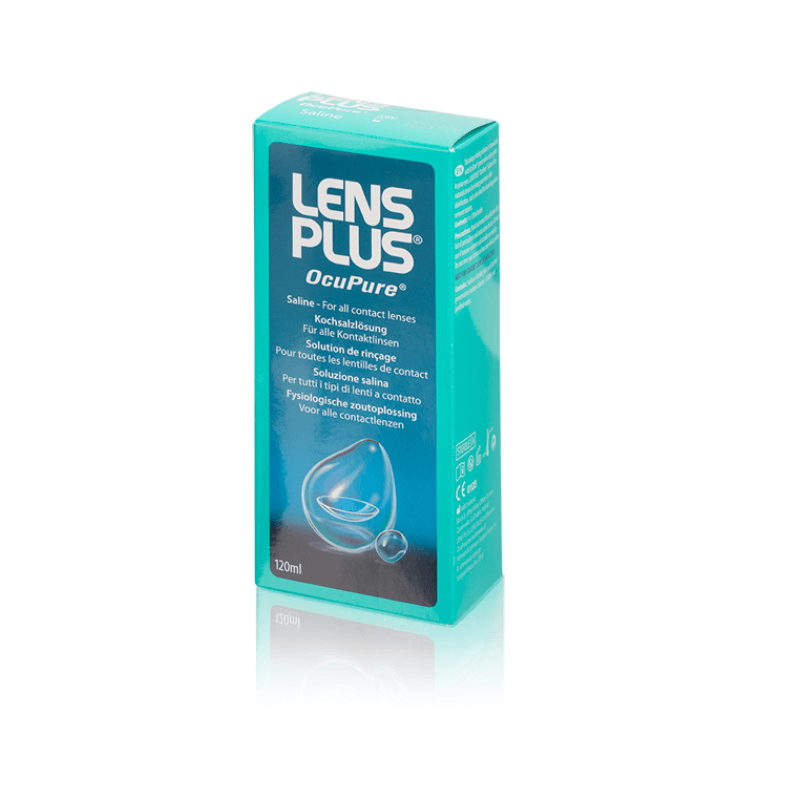 Lens Plus Ocu Pure un flacon de solution saline (120ml)