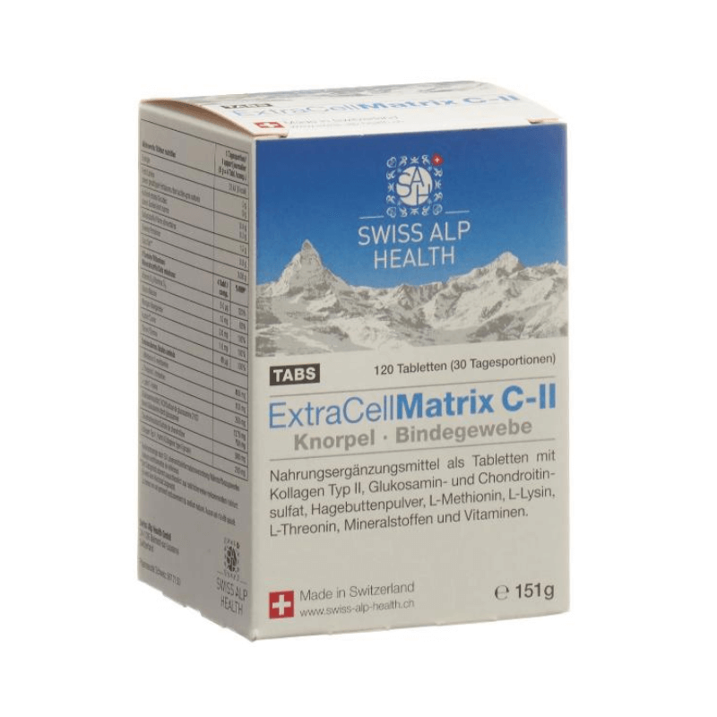 Swiss Alp Health Extra Cell Matrix C-II onglets pour articulations (120 pièces)