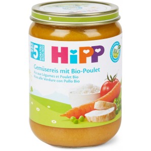 Hipp Du Riz Aux Légumes Avec Un Verre De Poulet Bio (190g)