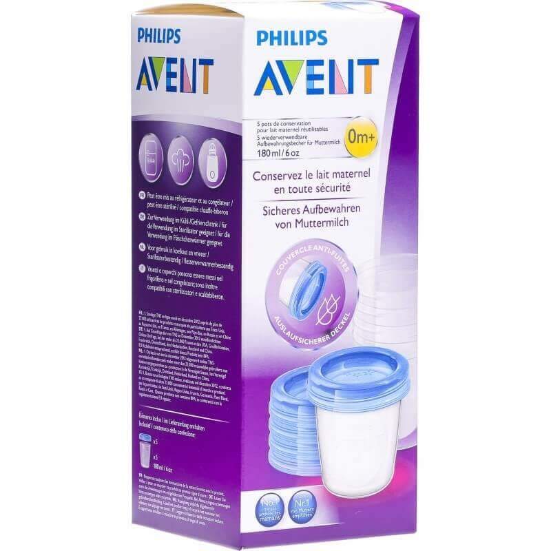 Philips Avent VIA Muttermilch Aufbewahrungsbecher 180ml (5 Stk)