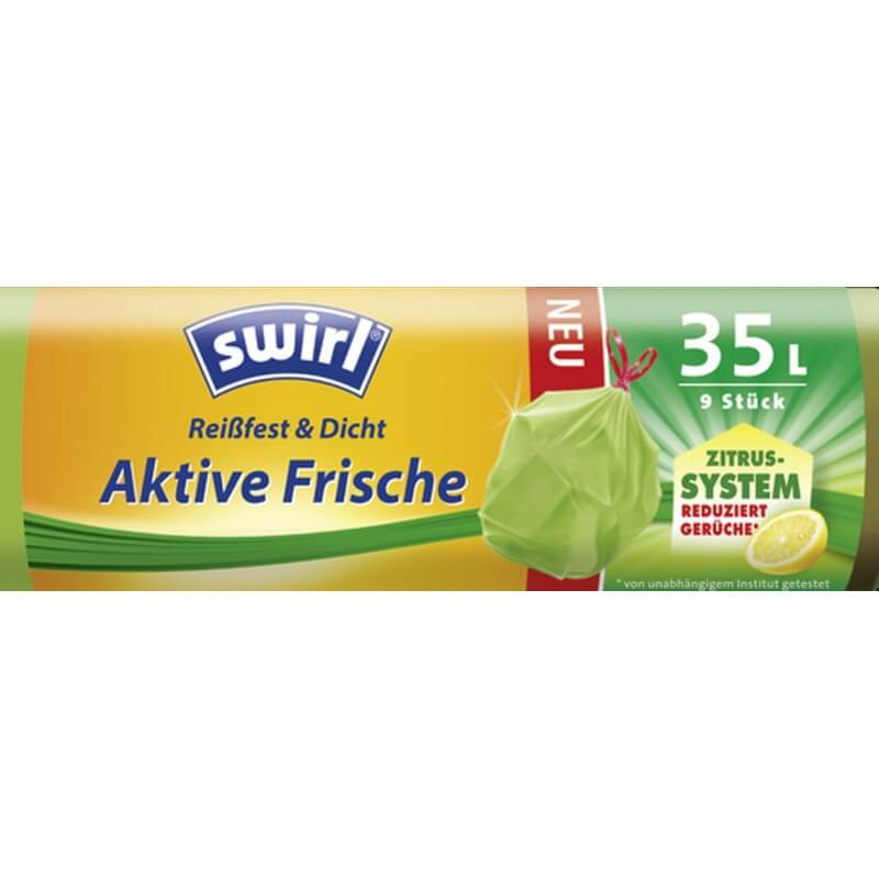 Swirl Aktive Frische Reißfest & Dicht Müllbeutel 35 Liter Zitrone (9 Stk)