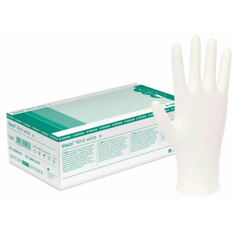 Vasco Nitrile Gloves White M (150 pcs)