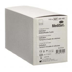MediSet Cellodent Zellstoffwatte-Tupfer 4x5cm (110x2 Stk)