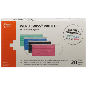 WERO SWISS Protect Maske Typ IIR farbig Mix (20 Stk)